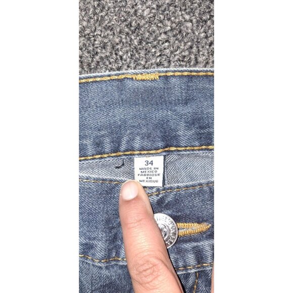 True Religion Ricky Straight Flap Pocket Jeans Men's 34 Medium Wash World Tour - Picture 2 of 5